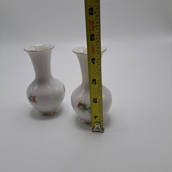 Zangenthal Bavaria Germany Miniature Porcelain Vases With Rose Design - Picture 7 of 8